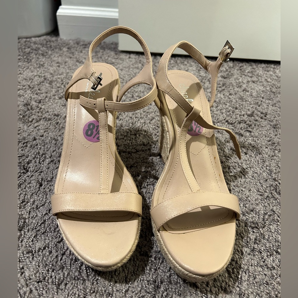 Woman’s wedge sandals, gentle used, size 8.5
